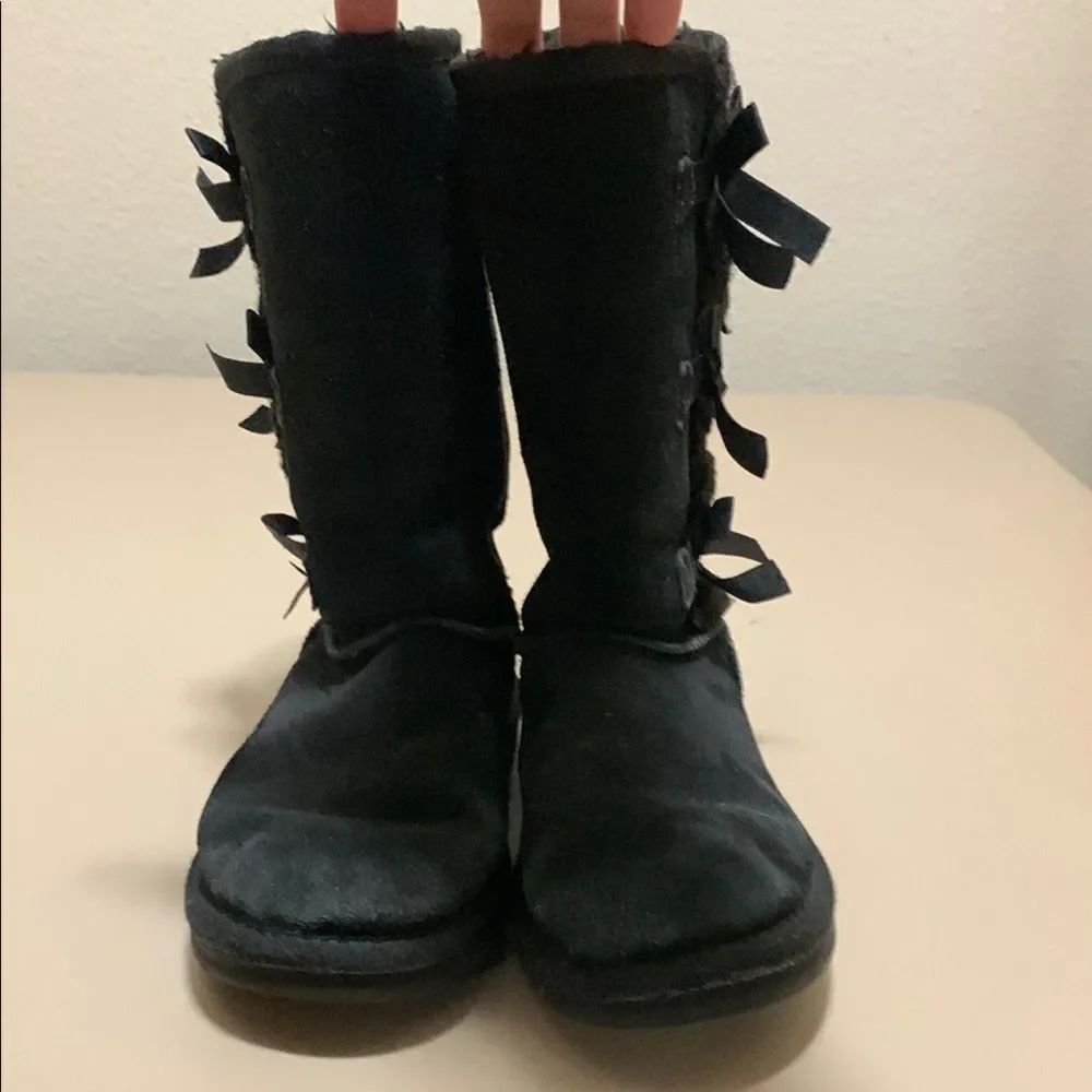 Koolaburra Black Suede Boots with Decorative Bows